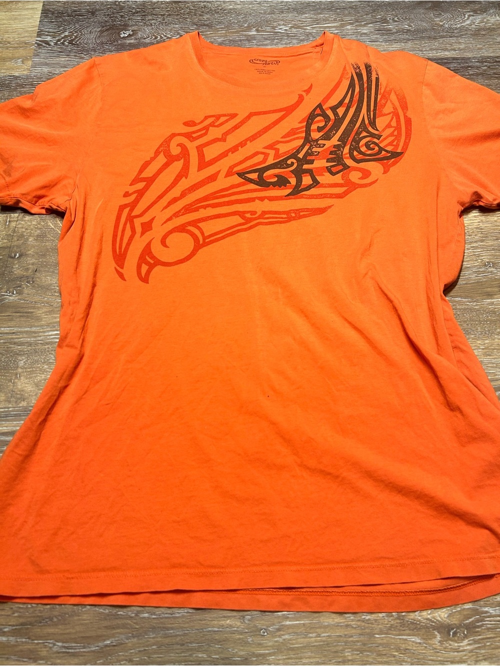 🧡 Crazy Shirts Orange Tribal Graphic Tee — Size XL